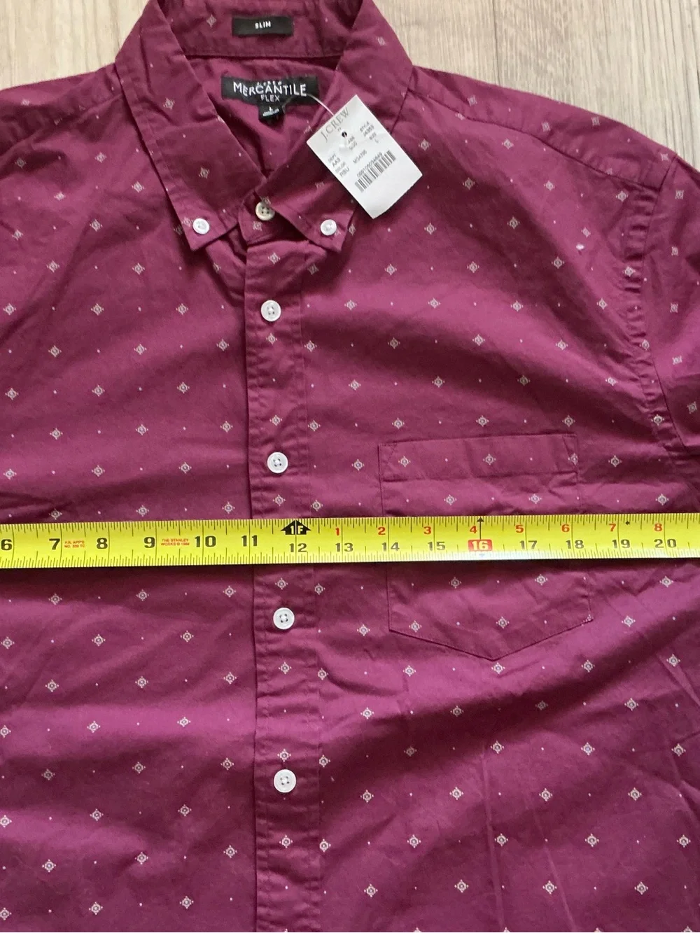 J crew mens maroon button up dress shirt size large mercantile flex slim